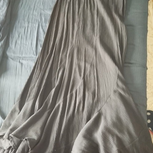 Black maxi flared skirt like new, elastic crinkle fabric