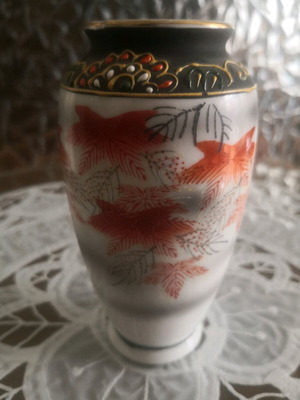 Porcelain vase used, small handmade Satsuma