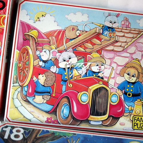 Vintage 80's Kitty Puppy Kids Sarah Kay Fame puzzles sealed, pack of 6