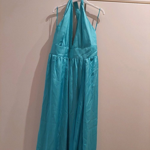Satin maxi dress blue like new, Bershka limited edition