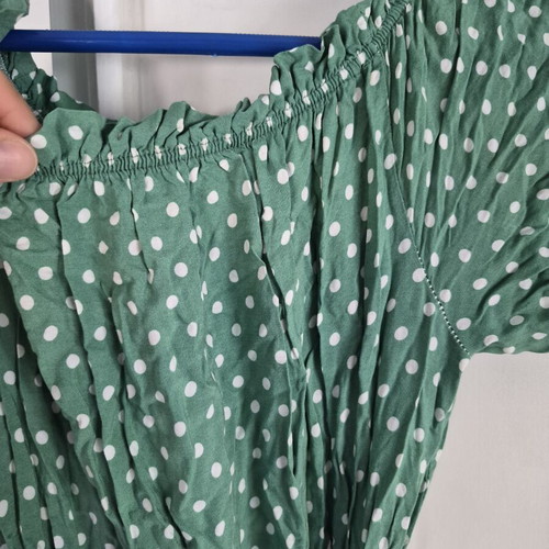 Mint green polka dot midi dress