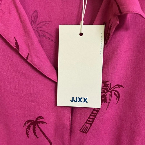 JJXX crop shirt with palm trees, pink, size M