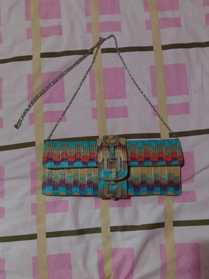 Achilleas Accessories Summer Straw Shoulder Bag like new, beige and blue