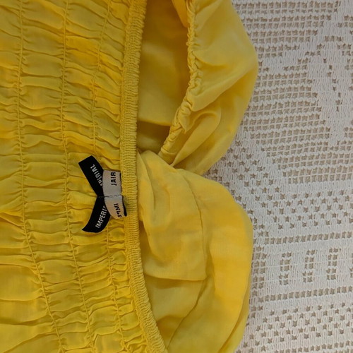 Imperial Yellow Strapless Women's Blouse S Made in Italy Silk Cotton