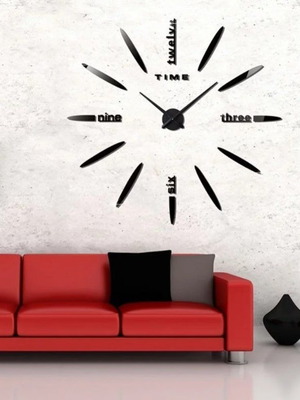 3D glossy wall clock sticker with numbers large C1257 black