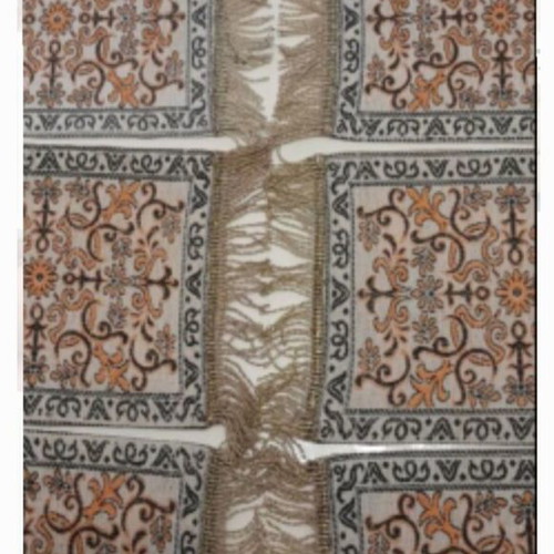 Handmade table runners used, pack of 8, earth tones and orange with gold fringe