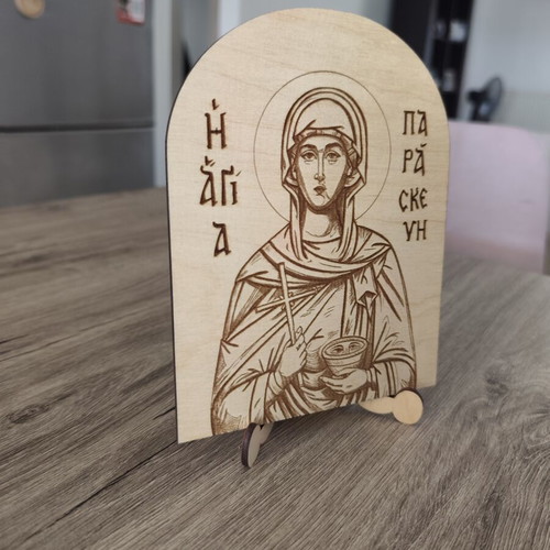 Wooden icon of Saint Paraskevi with base new