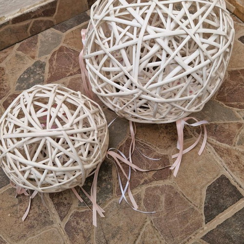Bamboo balls used, 4 white for wedding and baptism decoration