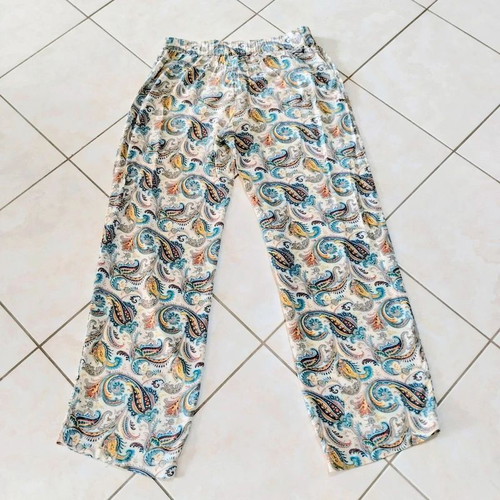 Badila Palazzo Pants Paisley Print Wide Leg Size L Like New