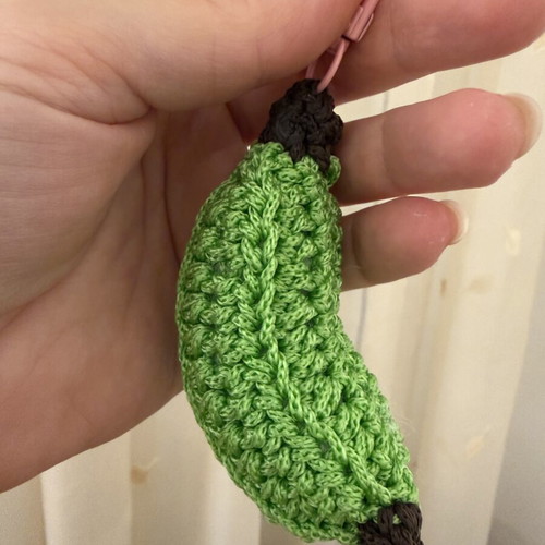Banana keychain handmade new, green and yellow