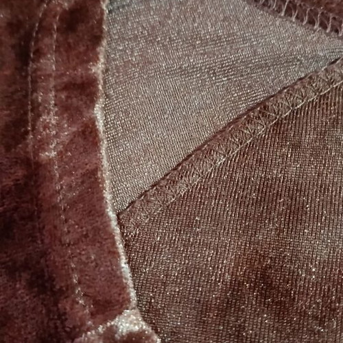 Velvet blouse M, vintage, brown, open neckline