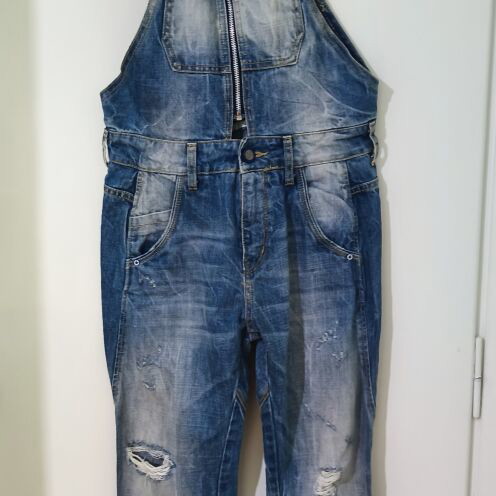 Denim overalls distressed look, size XS-S, like new