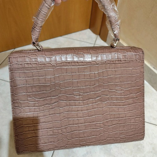 Large pink leather handbag new with snake pattern