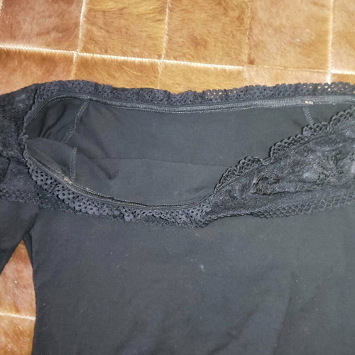 Lace blouse used, women's small top, black