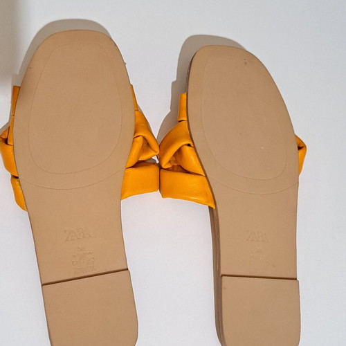 Zara women's leather sandals orange size 36 new