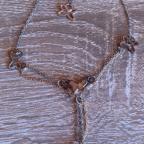 Ankle Necklace and Bracelet Set used, gold and rose gold color