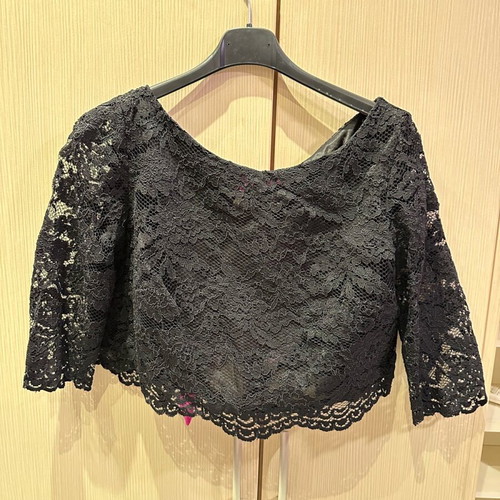 Charly evening set like new with lace crop top and satin skirt