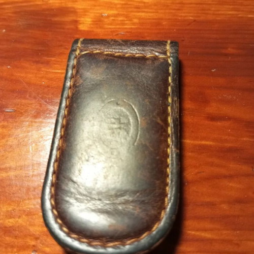 Leather magnetic money clip used