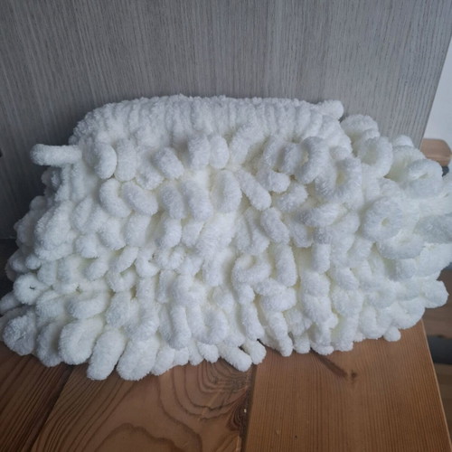 Puffy bag handmade unused, white handbag