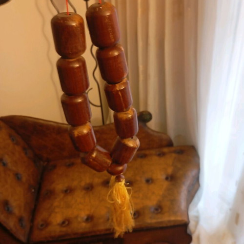 Vintage worry beads used with large wooden beads and tassel