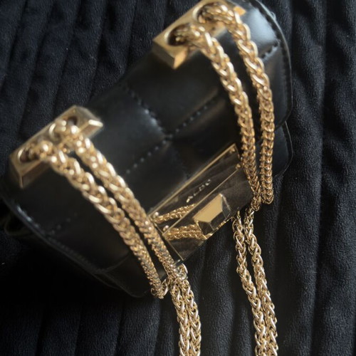 Aldo small black shoulder bag with gold chain used