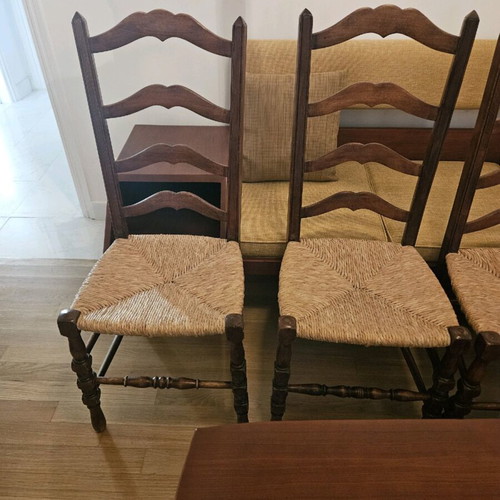Wicker kitchen chairs used, set of 4 with new wicker