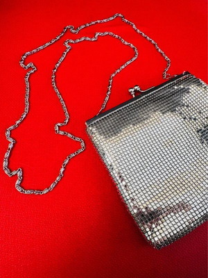 Vintage Scheilan silver evening crossbody bag like new with strass