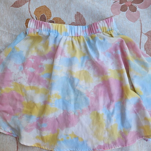 Girls' skirt used with colorful tie-dye design, age 12-13