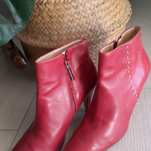Zara leather ankle boots used, size 38, burgundy