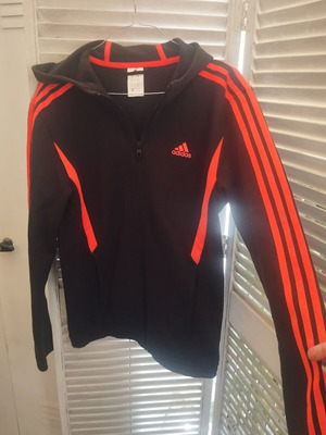 Adidas jacket with hood used, size S, black and orange