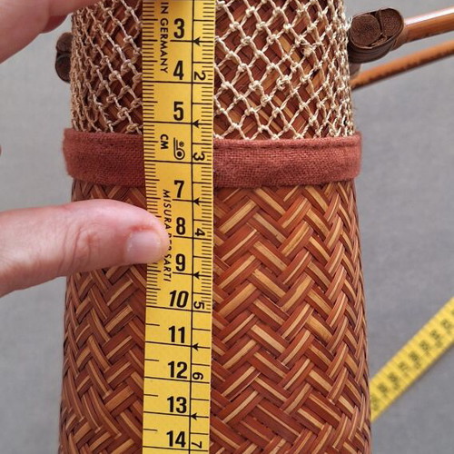 Small handbag made of bamboo with fabric lining like new