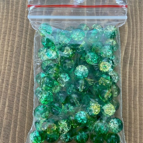 Glass crackle beads like new, pack of 4 bags