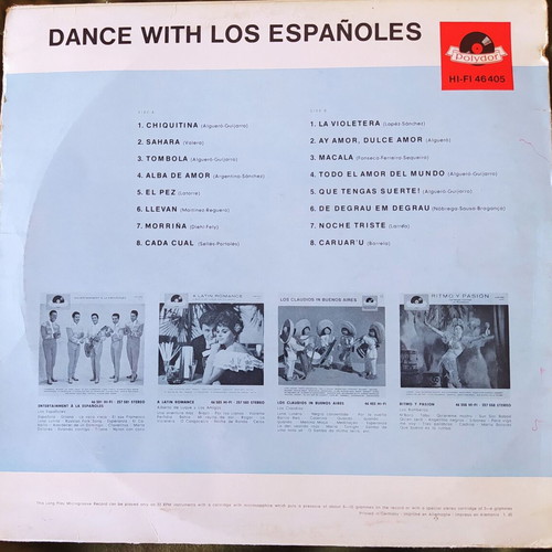 Dance with Los Españoles vinyl record used, Latin