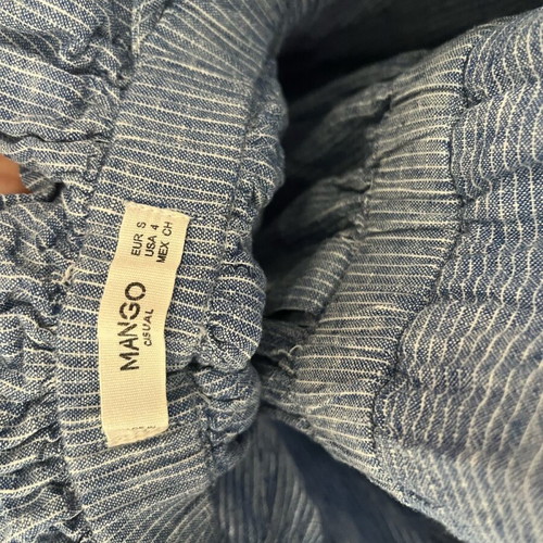 Mango dress like new, cotton with linen, backless, blue