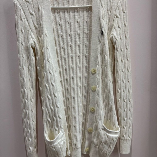 Ralph Lauren white long ribbed cardigan like new, size small