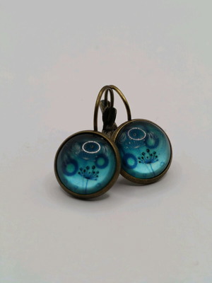 Dandelion 12mm dangle earrings new, blue turquoise