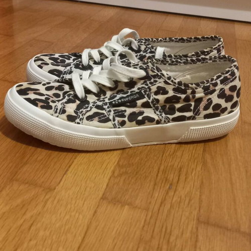 Superga canvas leopard shoes like new, size 38