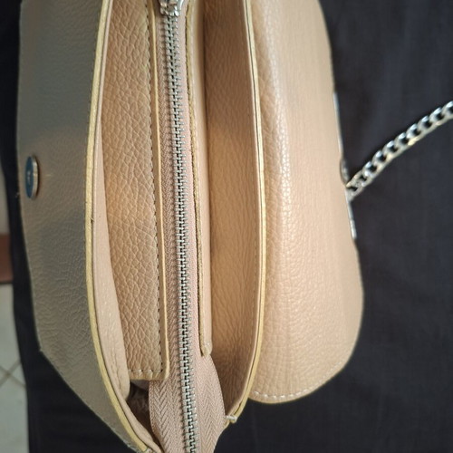 Pierre Cardin genuine leather crossbody bag, beige