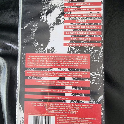 Queensryche Video: Mindcrime VHS used, rare SECAM edition