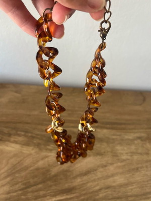 Bold Statement Necklace Tortoiseshell Chain with Gold Details new