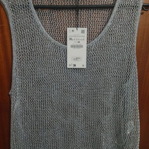 Zara Silver Mesh Tank Top XL brand new with tags