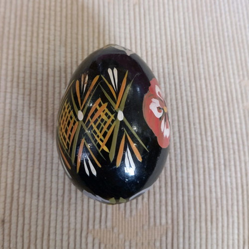 Handmade wooden painted egg vintage used