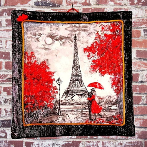 Handmade frame or tabletop decoration Couple in romantic Paris