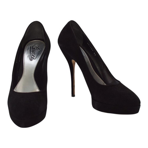 Gucci Black Suede Platform Pumps Used, Size 39