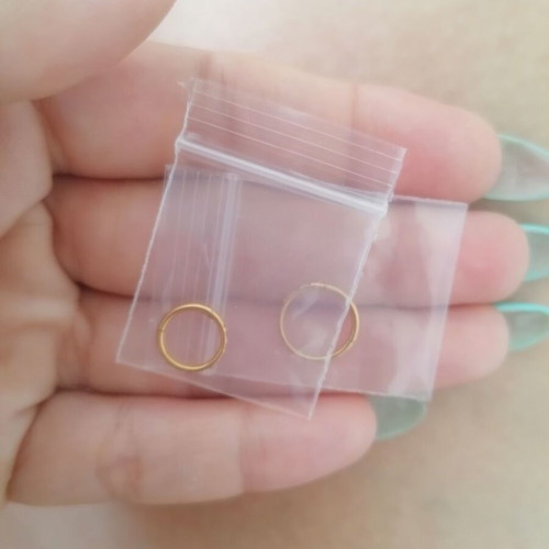 Titanium hoop earrings with zircon, gold color, new