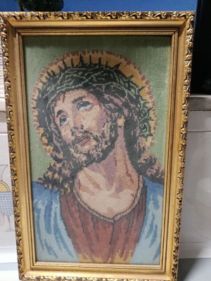 Christ Embroidery in Frame like new 42cm x 26cm