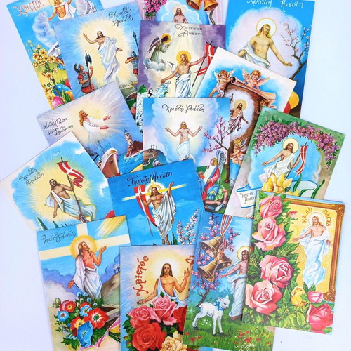 Set of 15 vintage Easter postcards from the 70s, new