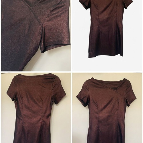 Mini dress chocolate with bronze metallic texture S/M like new