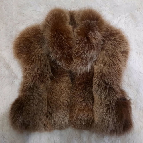 Vest of natural fur used, size M, beige and brown