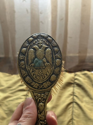 Old carved handmade bronze brush used, 18th-19th century